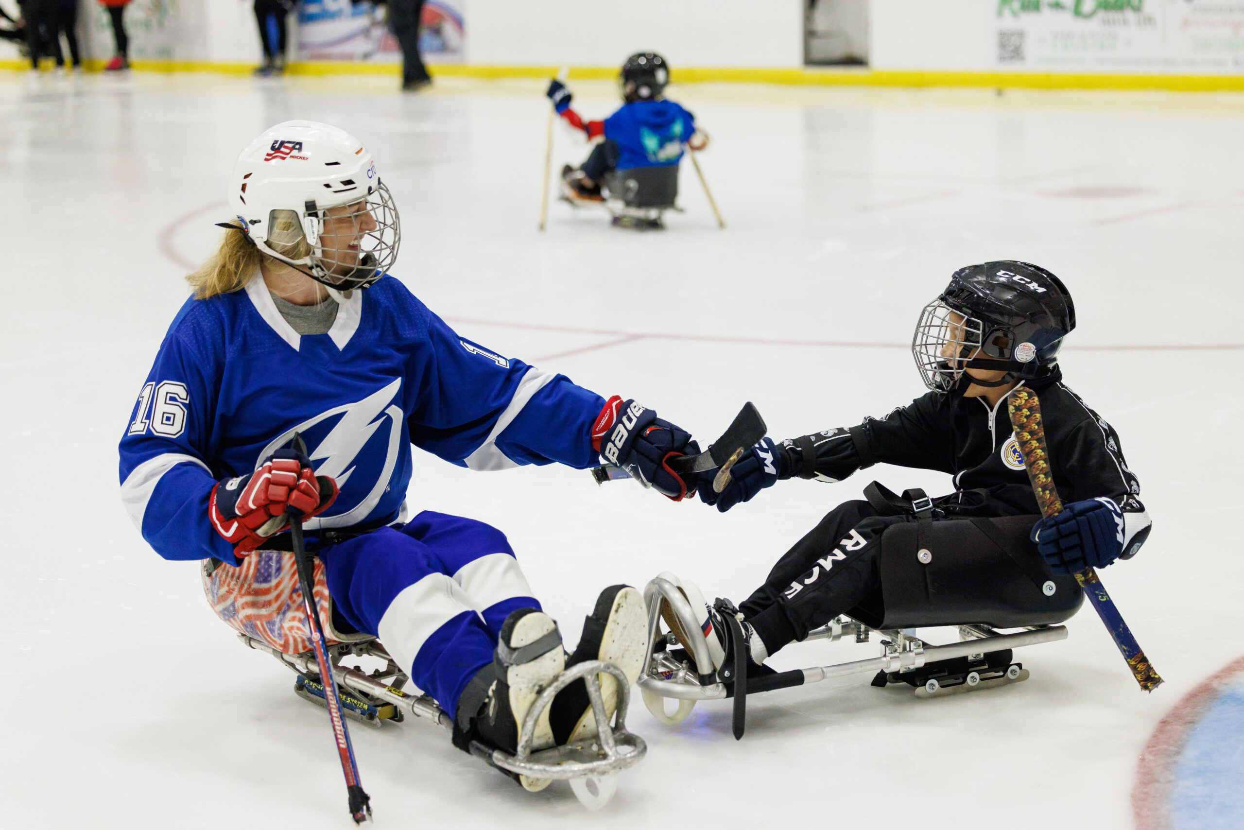 WESLEY CHAPEL, FL - NOVEMBER 18: The Tampa Bay Lightning and USA Hockey host a Learn to Play Sled during the Sled Classic on November 18, 2023 at Advent Health Center Ice in Wesley Chapel, Florida.  (Photo by Chapter Two &amp; Co/Tampa Bay Lightning)