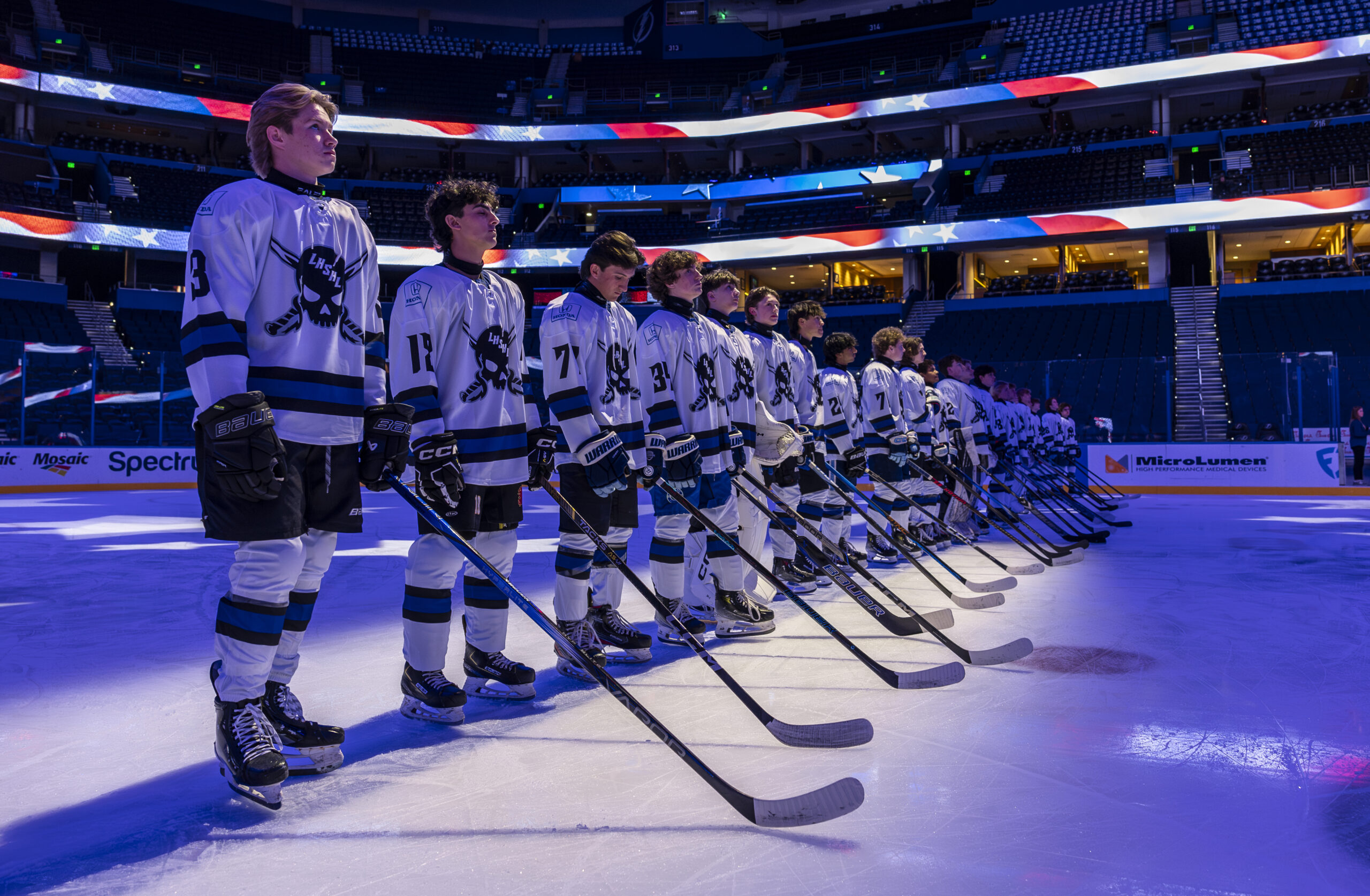 TAMPA, FL - JANUARY 08: The 2025 Lightning High School Hockey League All-Star Game on January 8, 2025 at Amalie Arena in Tampa, FL (Mark LoMoglio/Tampa Bay Lightning)