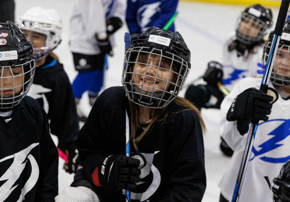 TAMPA, FL - JANUARY 29: Kids ages 5-10 participate in the Tampa Bay Lightning rookie league hockey program at Xtra Ice Power Pole on Sunday, January 29, 2023 in Tampa, Florida. Rookie League is a next steps program for young players who are preparing to participate in a local hockey league and is coached by Lightning Alumni and Staff. The Tampa Bay Lightning are committed to providing girls within Florida and the Tampa Bay Area a safe, competitive environment to grow their individual hockey skills while promoting the enjoyment, appreciation and understanding of hockey. 
(Photo by Casey Brooke Lawson/Tampa Bay Lightning)
