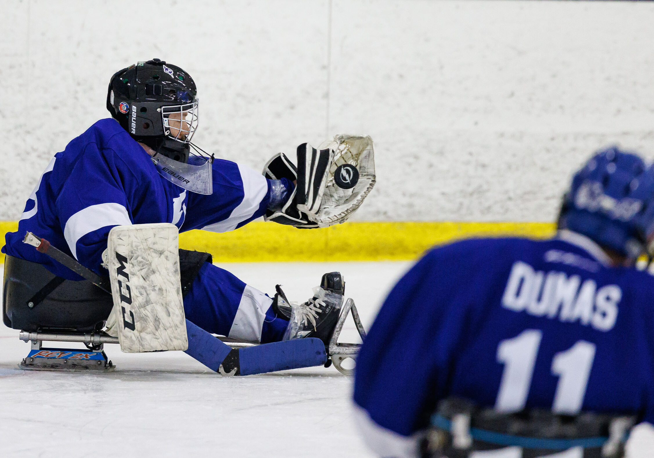 TAMPA, FL - MARCH 4: The Tampa Bay Lightning sled hockey team plays the Space Coast Blast on March 4, 2023 at Clearwater Ice Arena in Clearwater, Florida.  (Photo by Casey Brooke Lawson/Tampa Bay Lightning)